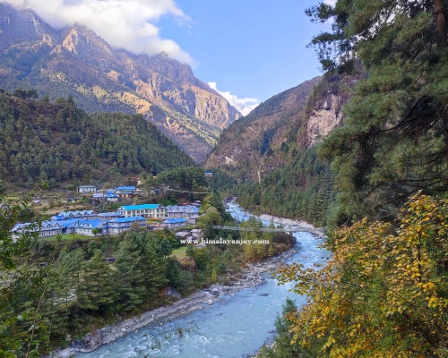 Beautiful Phakding Village Where You Spend The First Night Of The Renjo Pass Trek