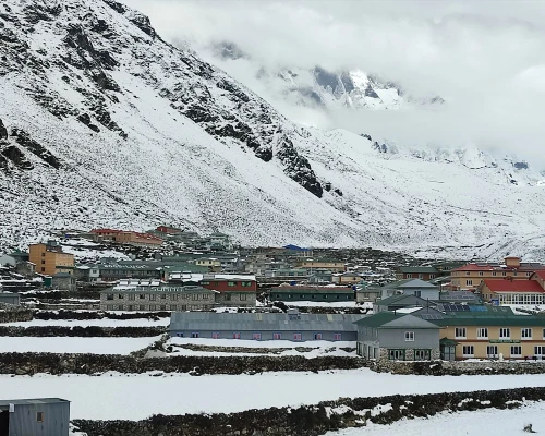 Snow Covered Dingboche Village