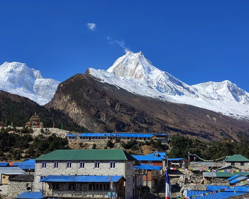 View Of Mount Manaslu From Shyala